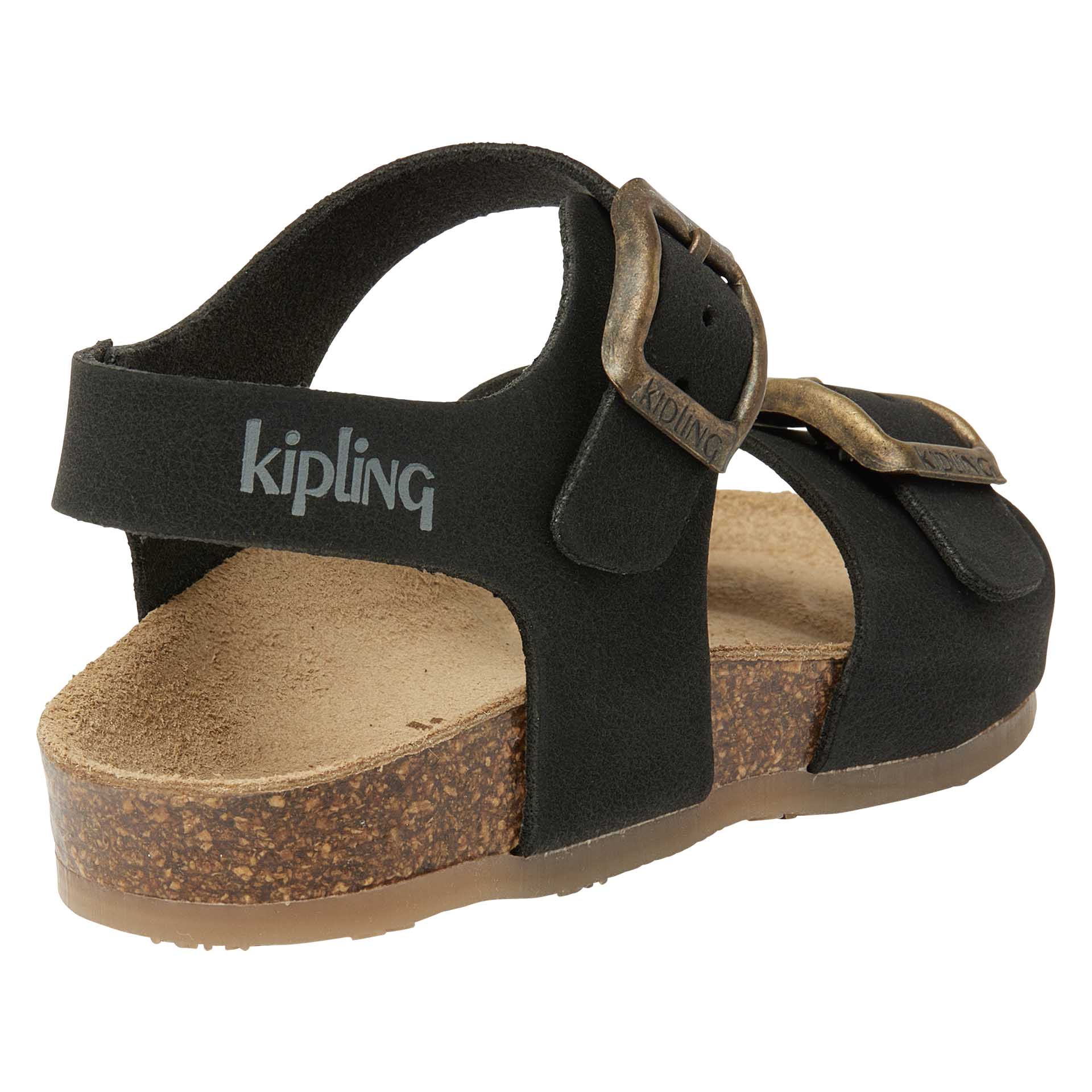 Zwarte sandalen voor jongens met dubbele gespsluiting, Kipling