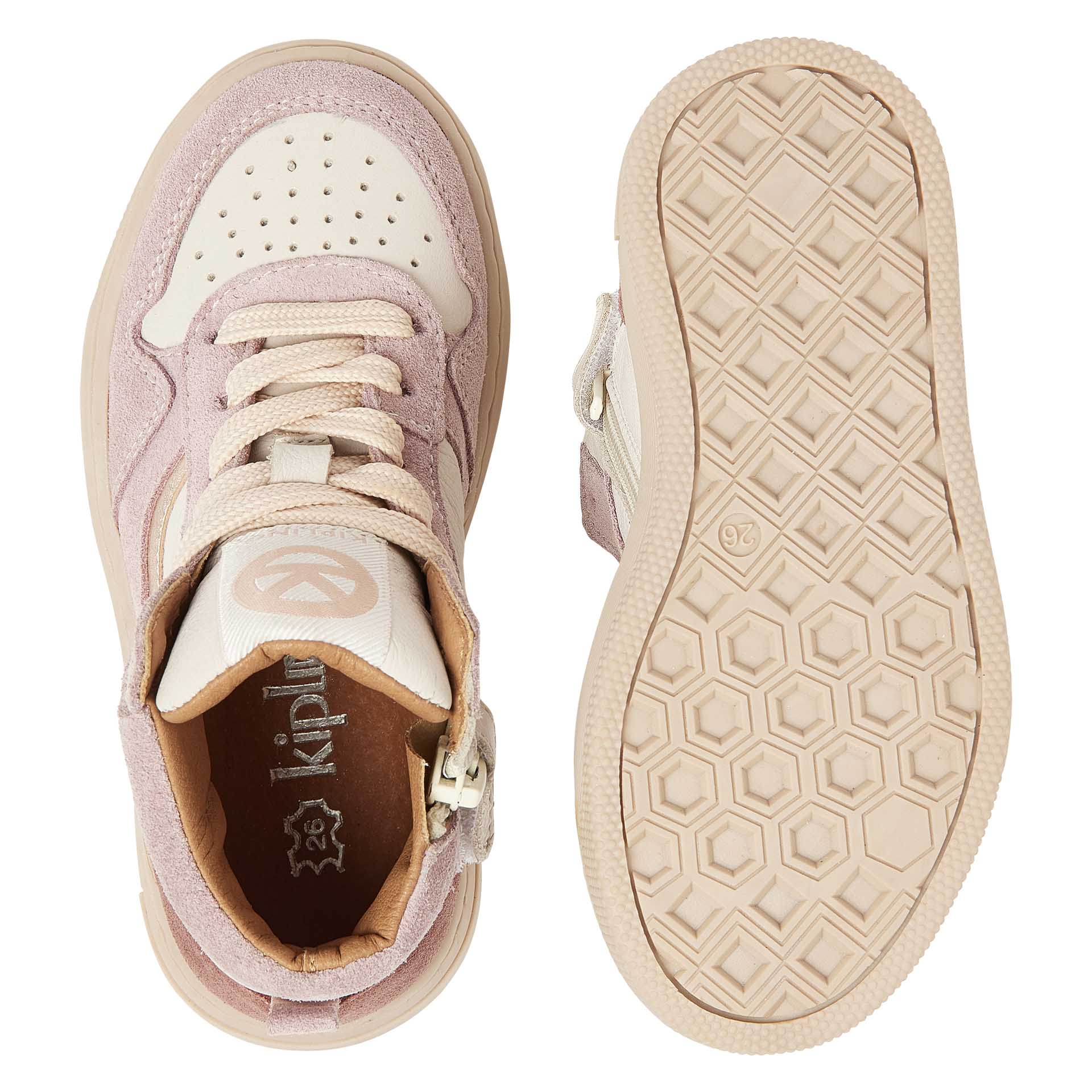 Basket haute rose/écru avec lacets et fermeture éclair   pour filles, Kipling