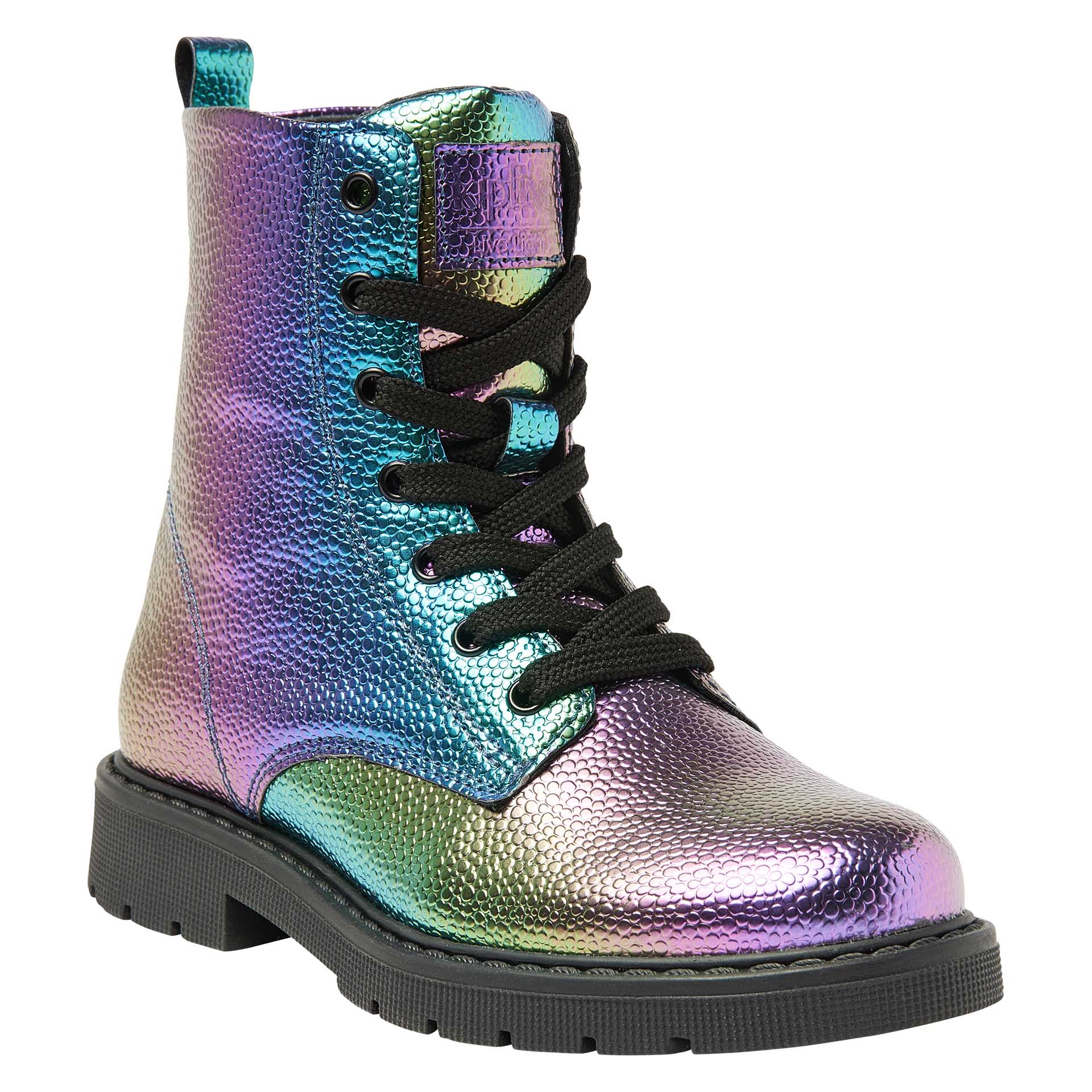 Zacht bronzen veterboot met rits en regenboogeffect  voor meisjes, Kipling