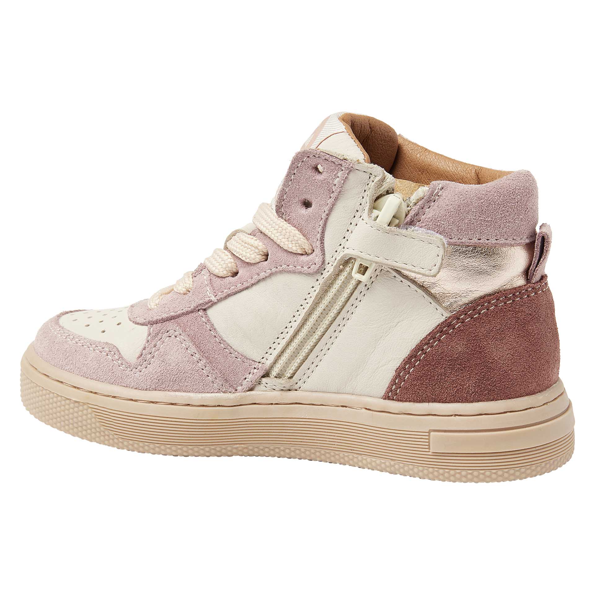 Basket haute rose/écru avec lacets et fermeture éclair   pour filles, Kipling