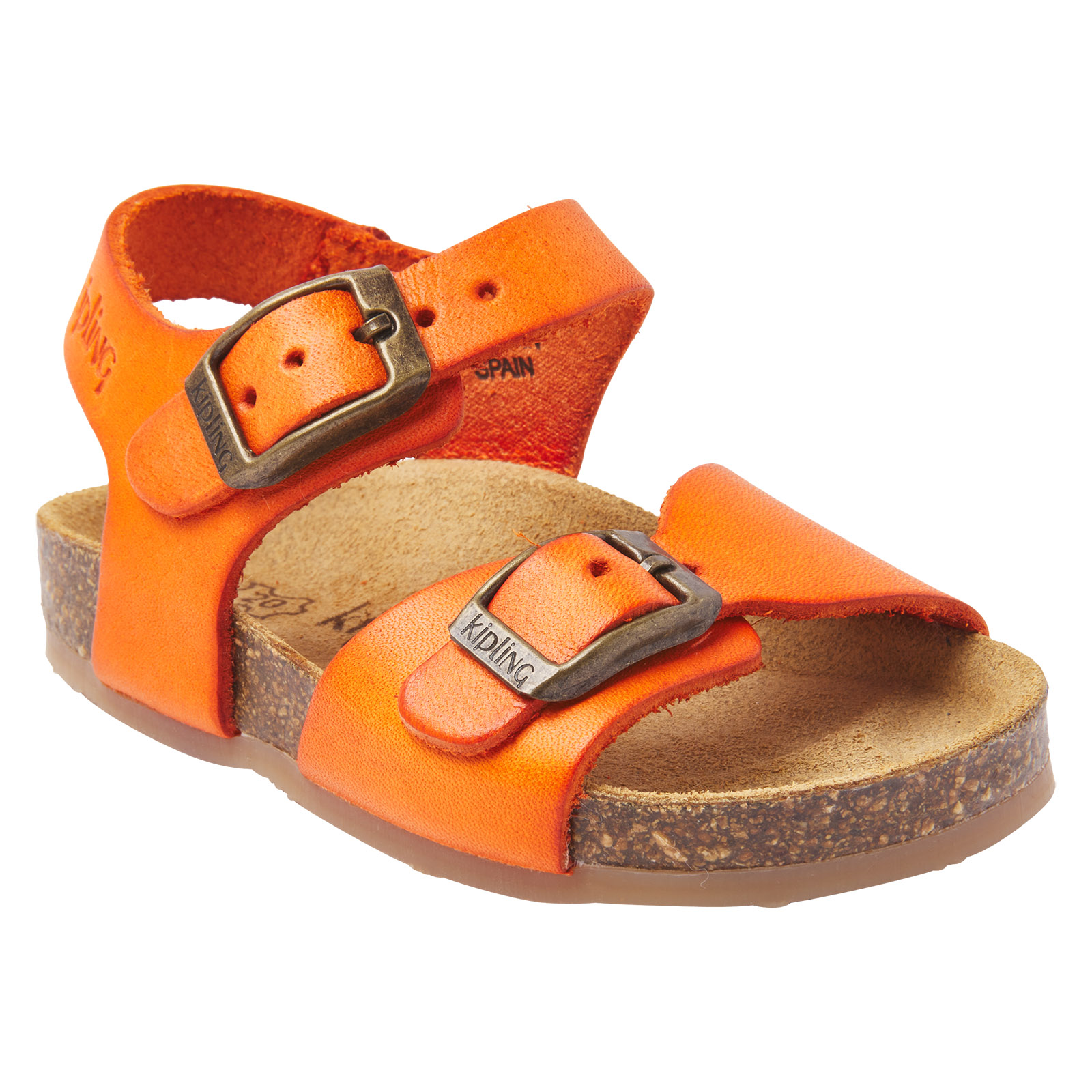 Oranje leren sandalen voor jongens met gespsluiting, Kipling