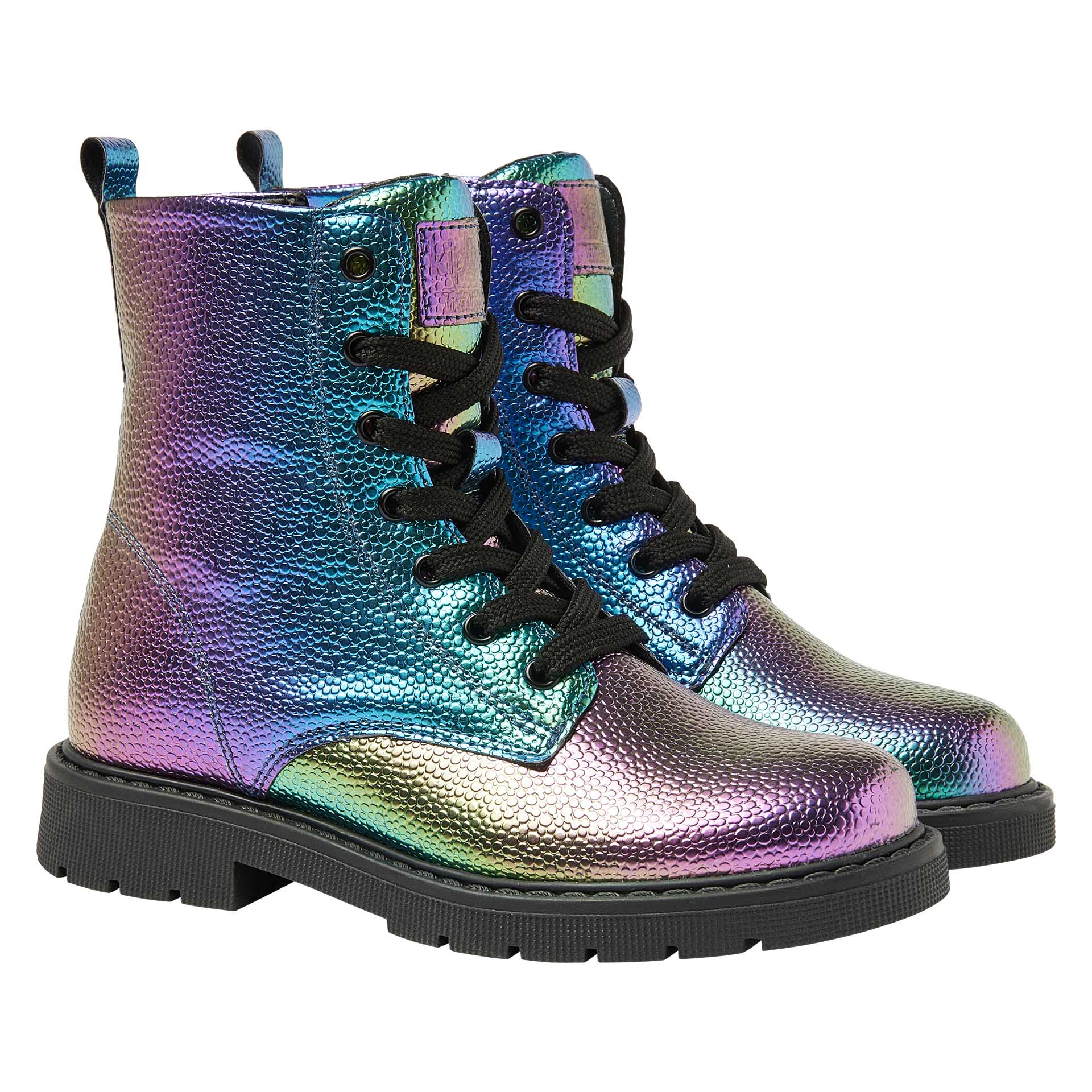 Zacht bronzen veterboot met rits en regenboogeffect  voor meisjes, Kipling