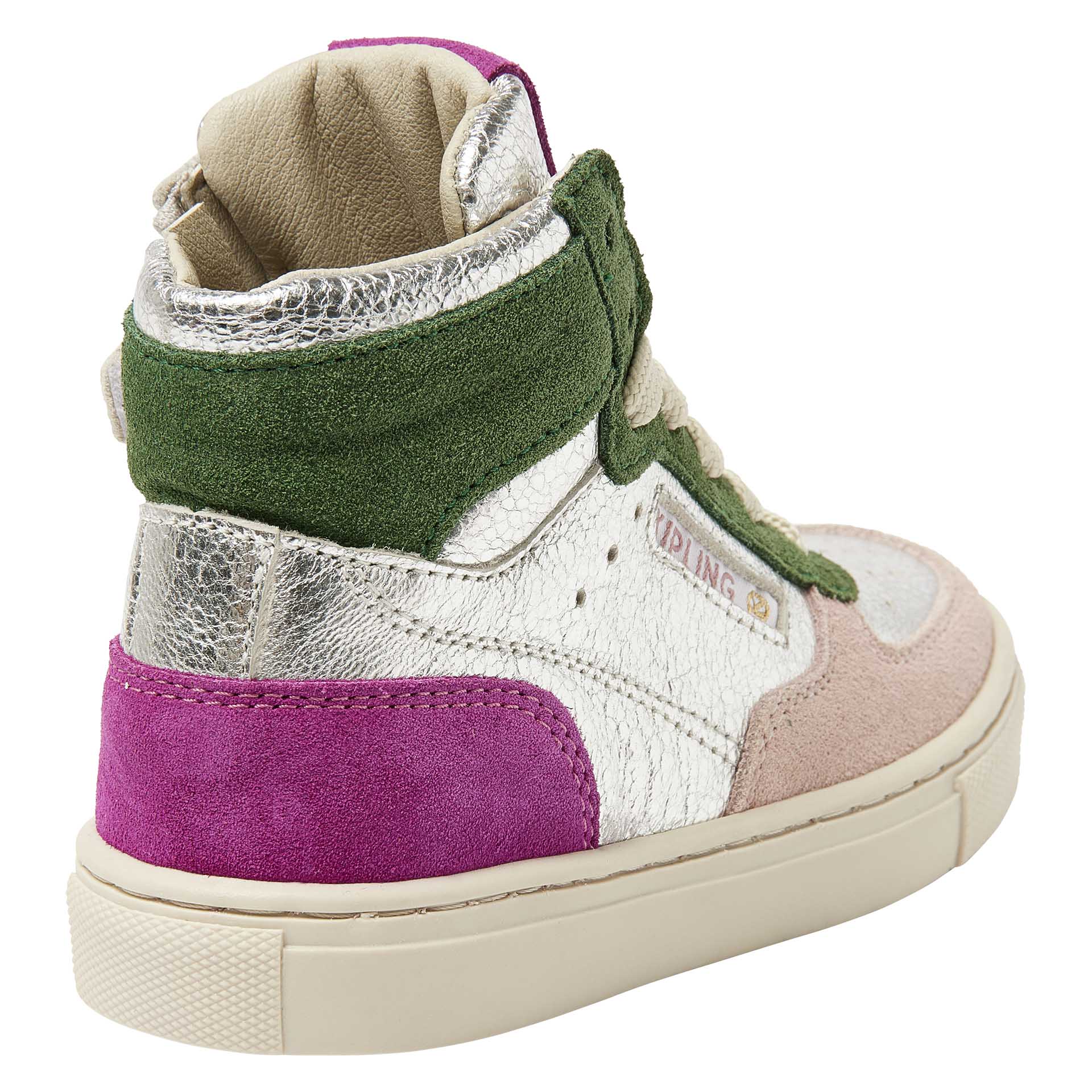 Basket couleur argent avec lacets et fermeture éclair et accents colorés  pour filles, Kipling