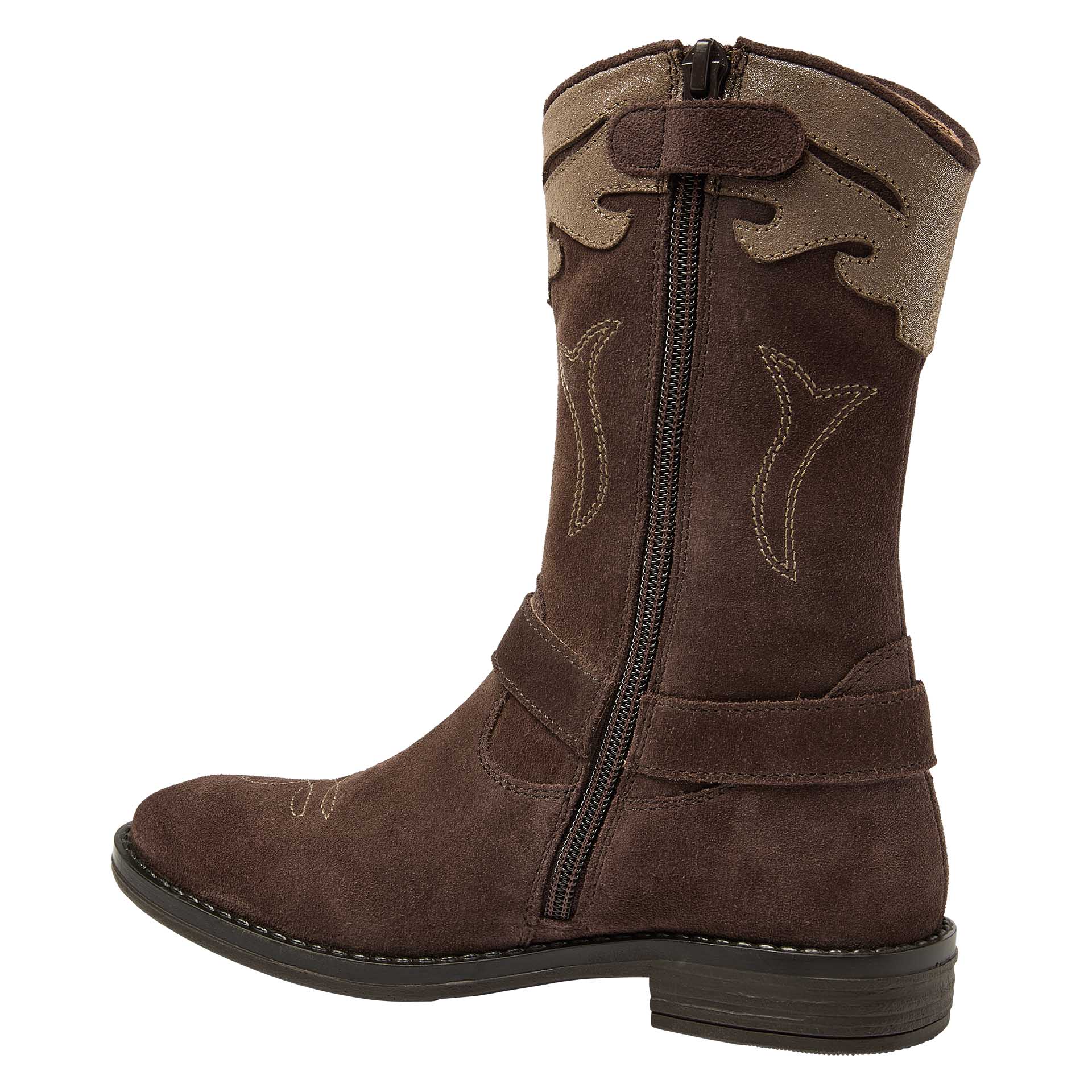 Botte western haute brune avec fermeture éclair et détails dorés  pour filles, Kipling