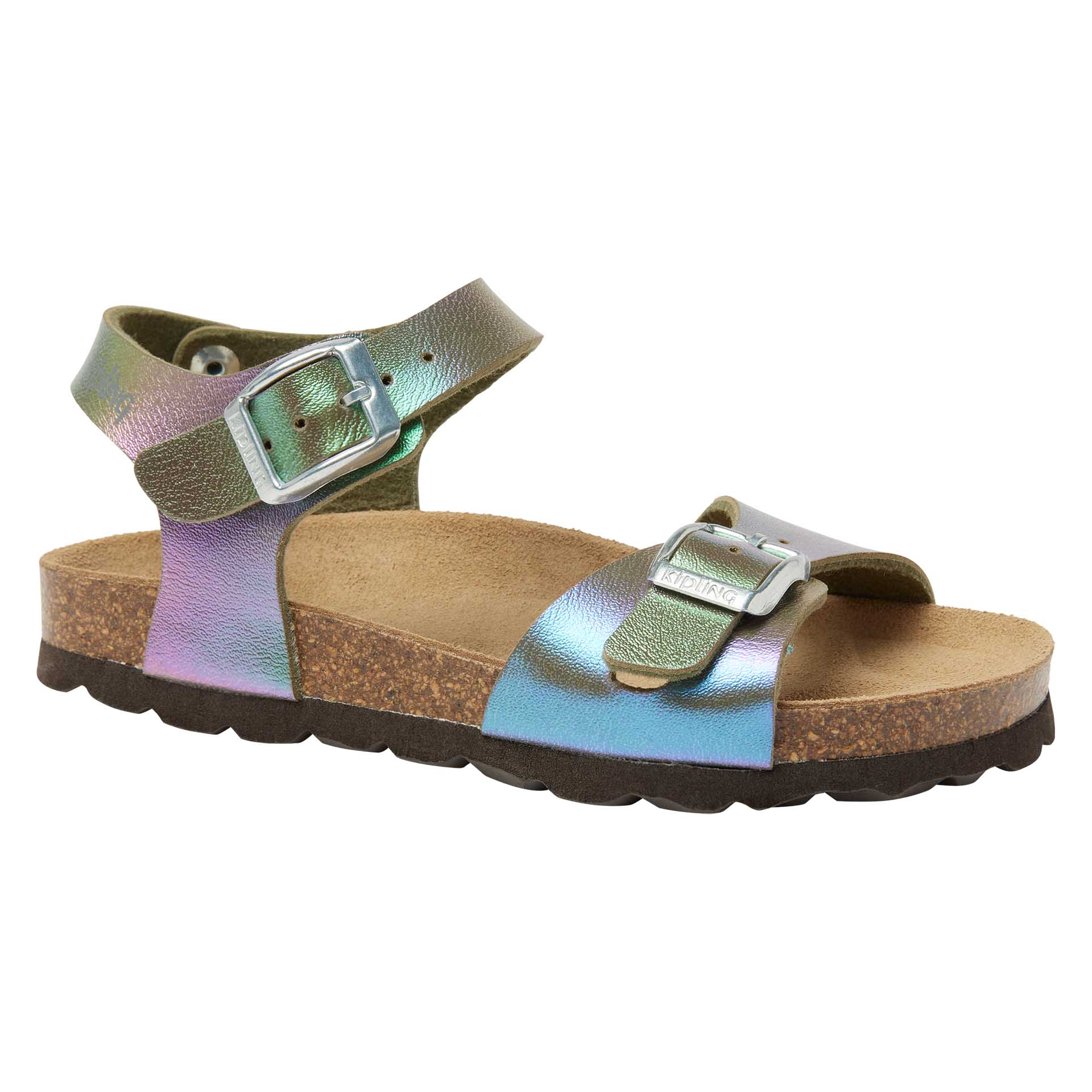 Meerkleurige  sandaal voor meisjes met dubbele gesp en regenboogeffect, Kipling