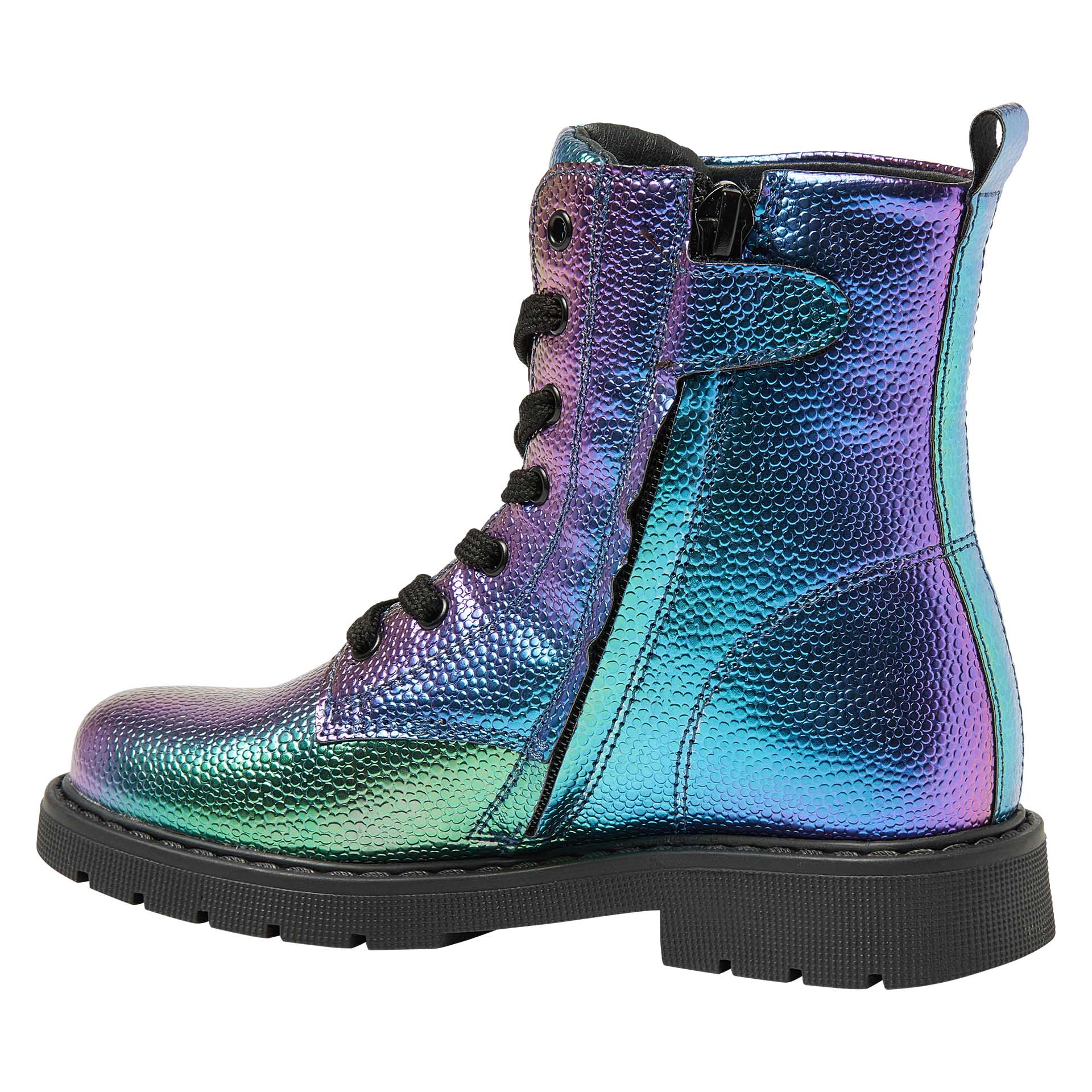 Zacht bronzen veterboot met rits en regenboogeffect  voor meisjes, Kipling