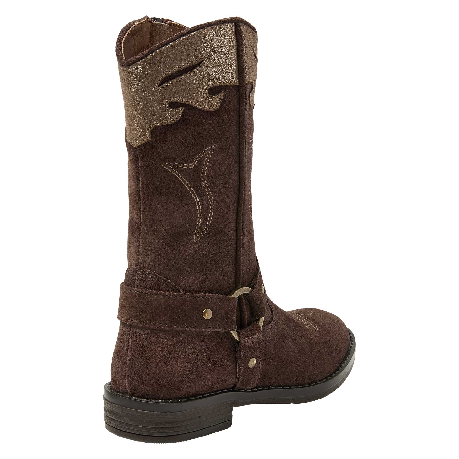 Botte western haute brune avec fermeture éclair et détails dorés  pour filles, Kipling