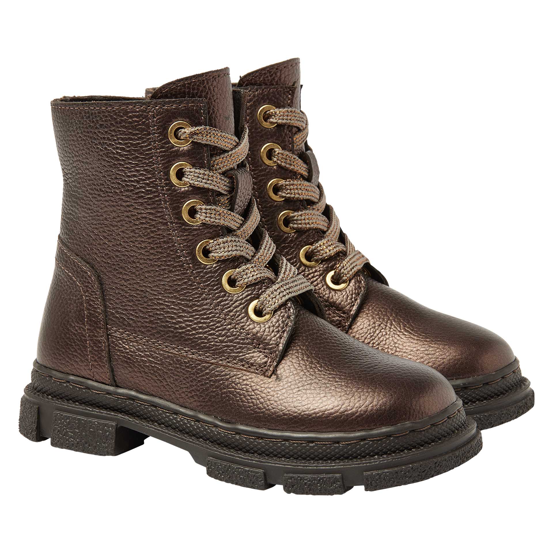 Metallic bruine veterboot met rits  voor meisjes, Kipling