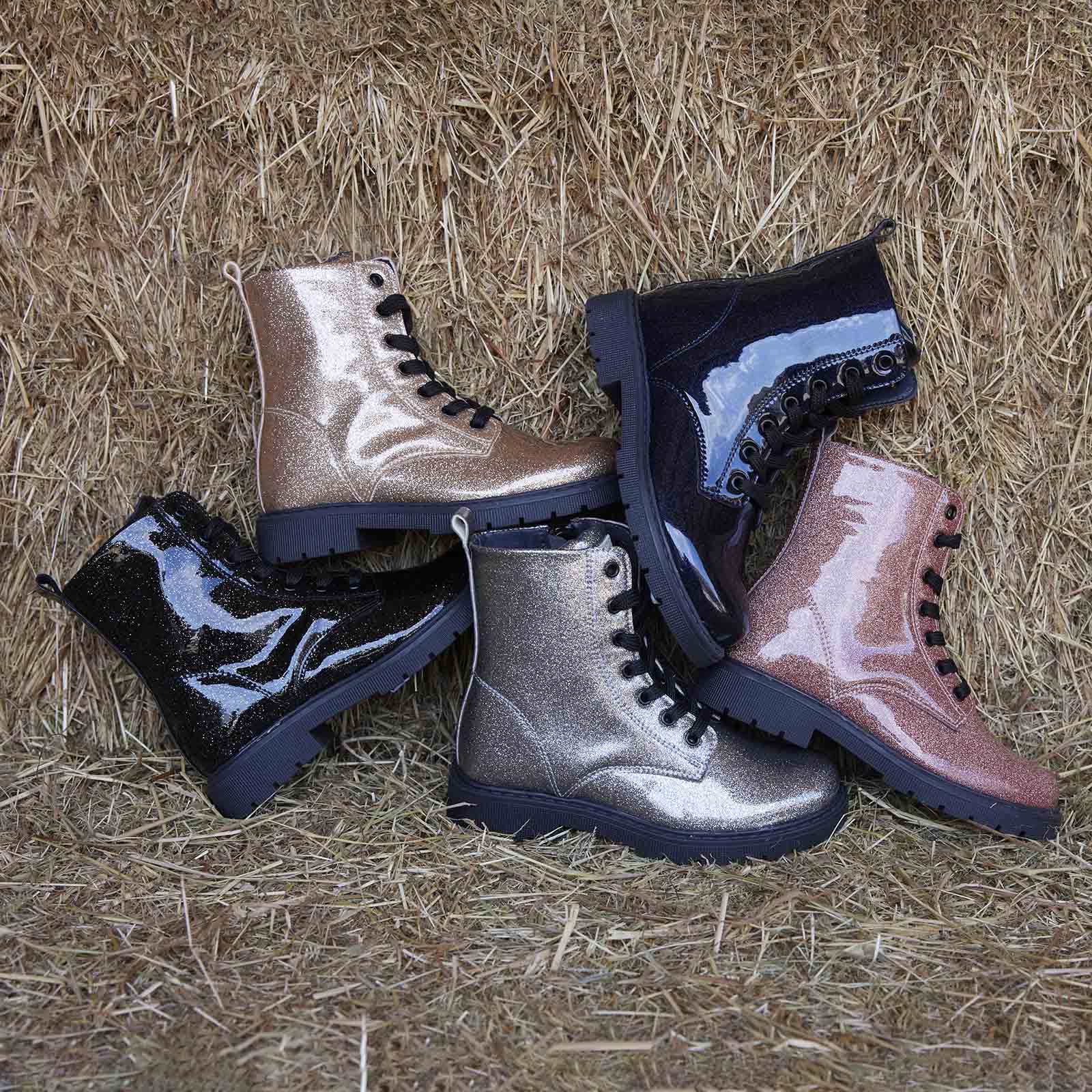 Blauwe glitter veterboot met rits  voor meisjes, Kipling