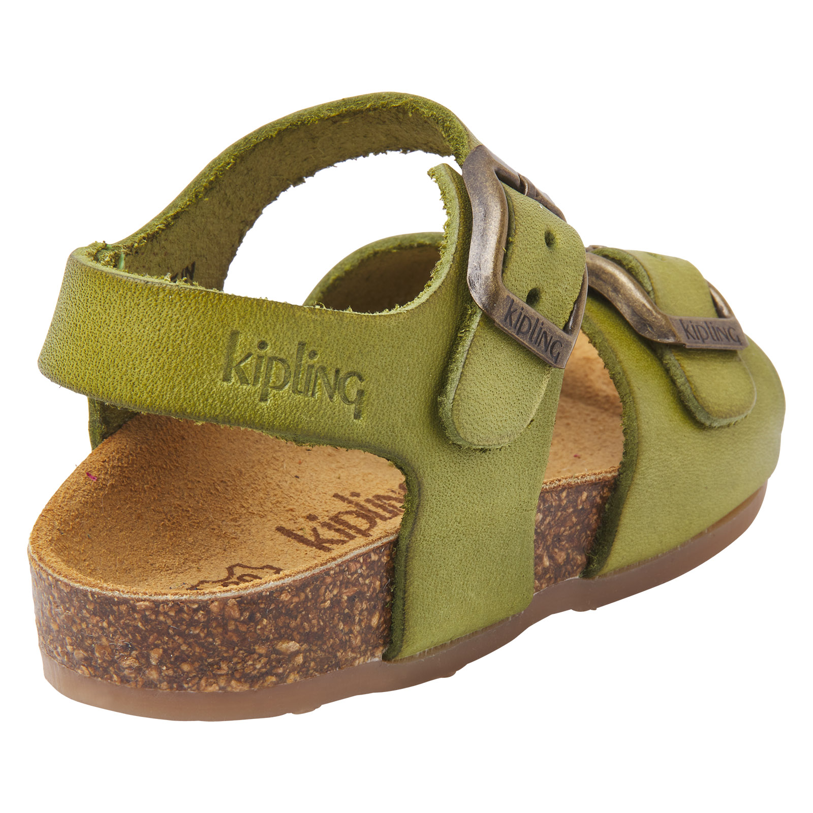 Groene leren sandalen voor jongens met gespsluiting, Kipling