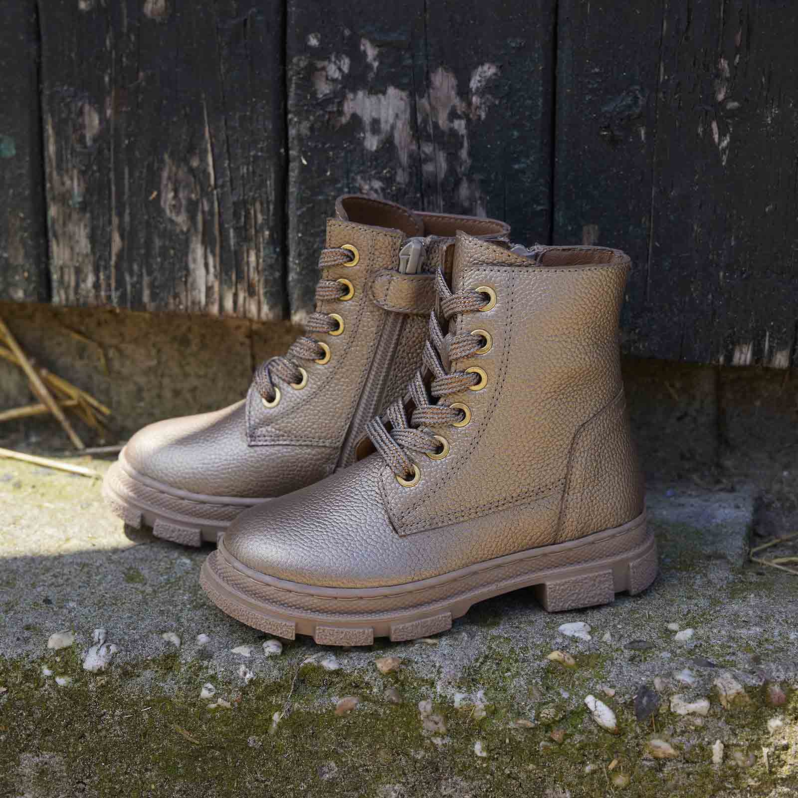 Metallic gouden veterboot met rits  voor meisjes, Kipling