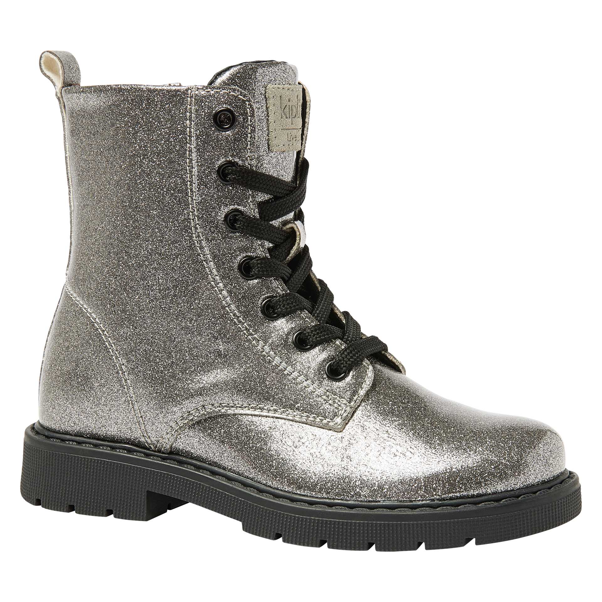 Zilveren glitter veterboot met rits  voor meisjes, Kipling